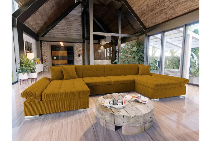 Kintore 4-sits Hörnbäddsoffa Dark yellow - Products - Möbler - Soffa - Bäddsoffa - U bäddsoffa