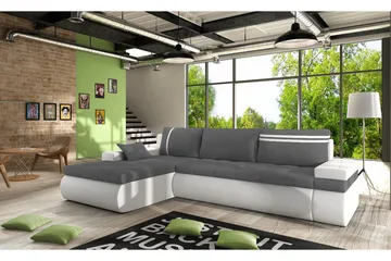 Lavona Divanbäddsoffa Vänster - Grå/Vit - Products - Möbler - Soffa - Bäddsoffa - Bäddsoffa längsbäddad