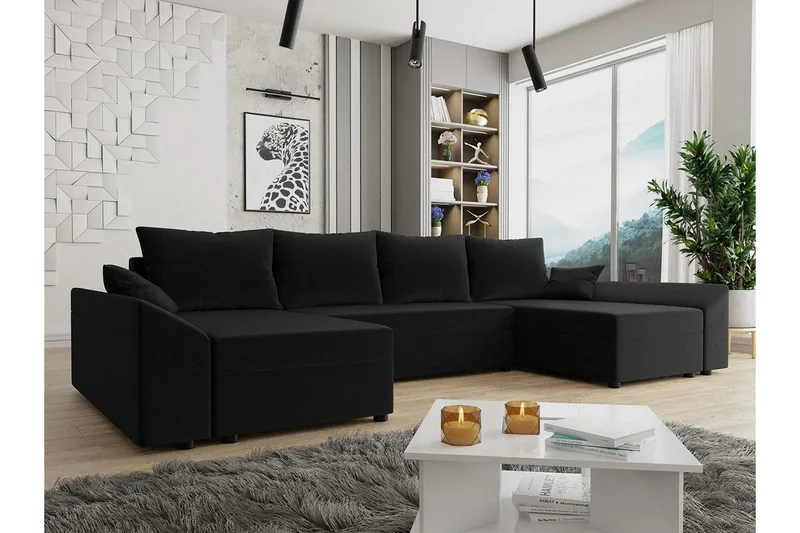 Midfeld 4-sits Hörnbäddsoffa Black - Products - Möbler - Soffa - Bäddsoffa - Hörnbäddsoffa