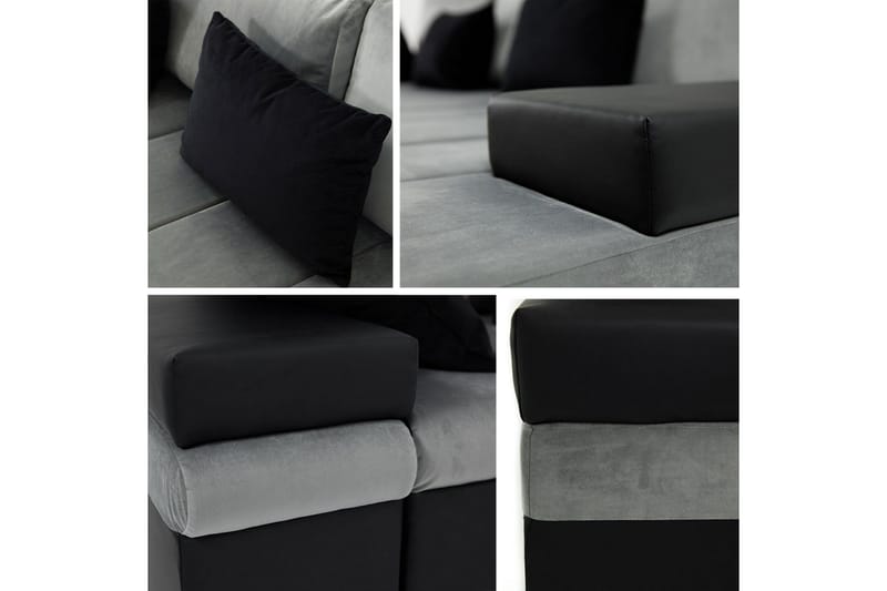 Naoma 3-sits Bäddsoffa med Divan L-formad Vänster med Förvar - Sammet/Grå - Products - Möbler - Soffa - Bäddsoffa - Bäddsoffa divan