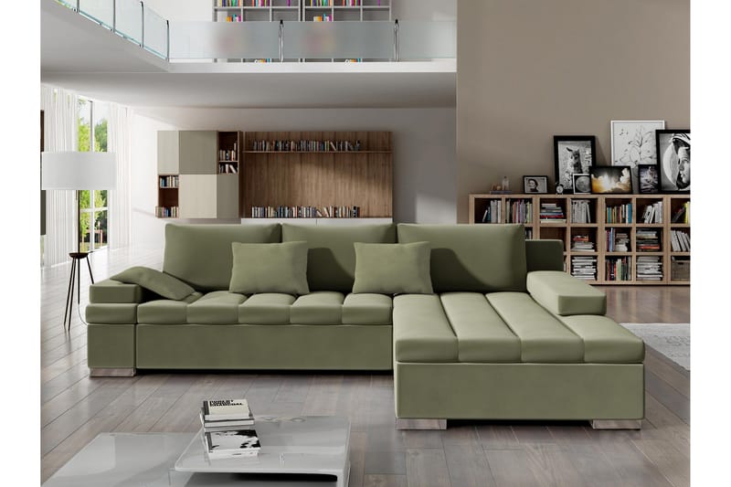 Naoma Bäddsoffa m. Divan 3-sits, Grön