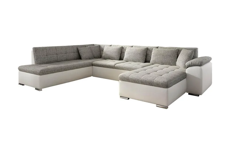 Niko U-Bäddsoffa 350x205x76 cm Divan Höger - Beige/Grå/Vit - Products - Möbler - Soffa - Bäddsoffa - Bäddsoffa längsbäddad