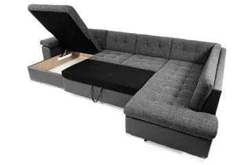 Niko U-Bäddsoffa 350x205x76 cm Divan Vänster - Grå - Products - Möbler - Soffa - Bäddsoffa - Bäddsoffa längsbäddad