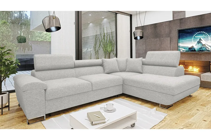 Reginia 3-sits Hörnbäddsoffa Ljusgrå - Products - Möbler - Soffa - Bäddsoffa - Hörnbäddsoffa