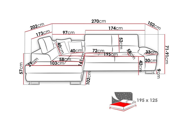 Reginia 3-sits Hörnbäddsoffa - Products - Möbler - Soffa - Bäddsoffa - Hörnbäddsoffa