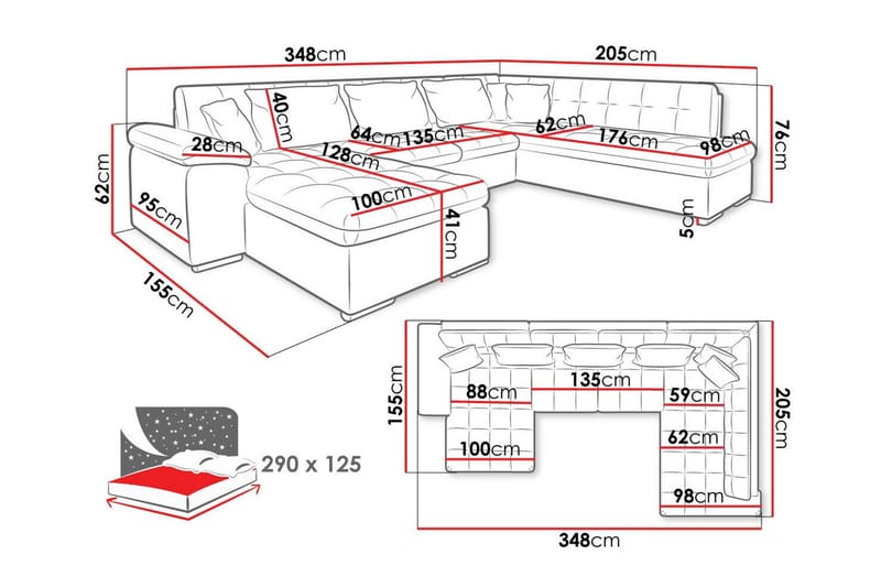 Sakri 5-sits Hörnbäddsoffa - Products - Möbler - Soffa - Bäddsoffa - Bäddsoffa divan