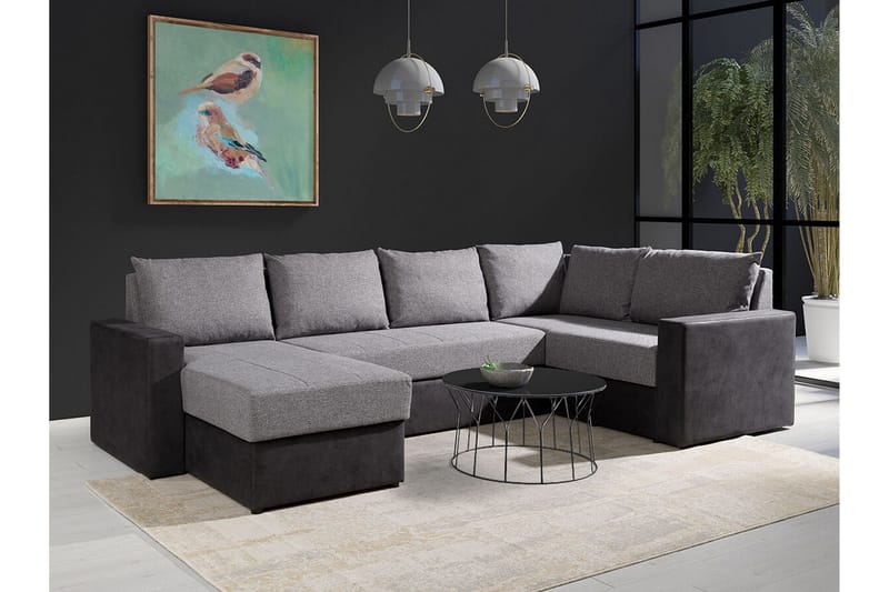 Staffin 4-sits Hörnbäddsoffa Dark grey/Light grey - Products - Möbler - Soffa - Bäddsoffa - Hörnbäddsoffa