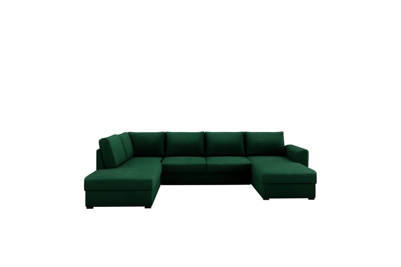 Taberk Bäddsoffa med Divan och Schäslong 4-sits, Grön