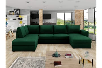Taberk Bäddsoffa med Divan och Schäslong 4-sits - Grön - Products - Möbler - Soffa - Bäddsoffa - B äddsoffa divan