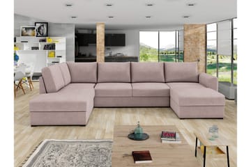 Taberk Bäddsoffa med Divan och Schäslong 4-sits - Rosa - Products - Möbler - Soffa - Bäddsoffa - Bäddsoffa divan