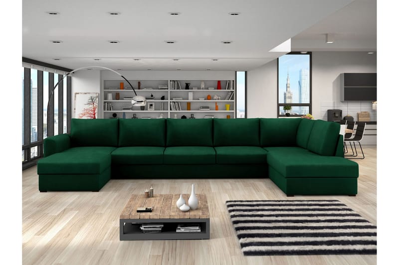 Taberk Bäddsoffa med Divan och Schäslong 5-sits - Grön - Products - Möbler - Soffa - Bäddsoffa - Bäddsoffa divan