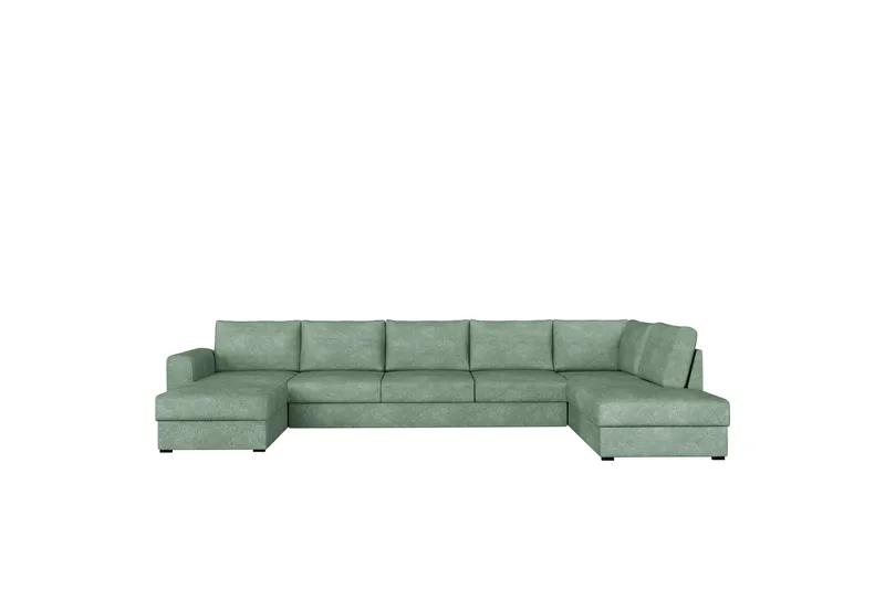 Taberk Bäddsoffa med Divan och Schäslong 5-sits i Bouclé, Grön