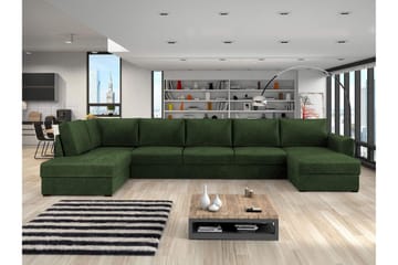 Taberk Bäddsoffa med Divan och Schäslong 5-sits i Chenille - Grön - Products - Möbler - Soffa - Bäddsoffa - Bäddsoffa divan