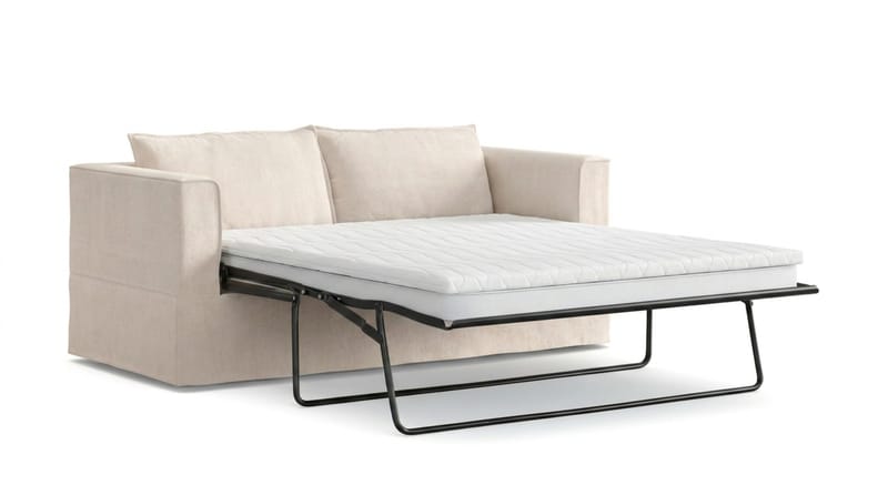 Travstad 3-sits Bäddsoffa med HVILA Bäddmadrass 140x200 cm Memoryskum med Tvättbar klädsel - Beige - Products - Möbler - Soffa - Bäddsoffa - 3 sits bäddsoffa
