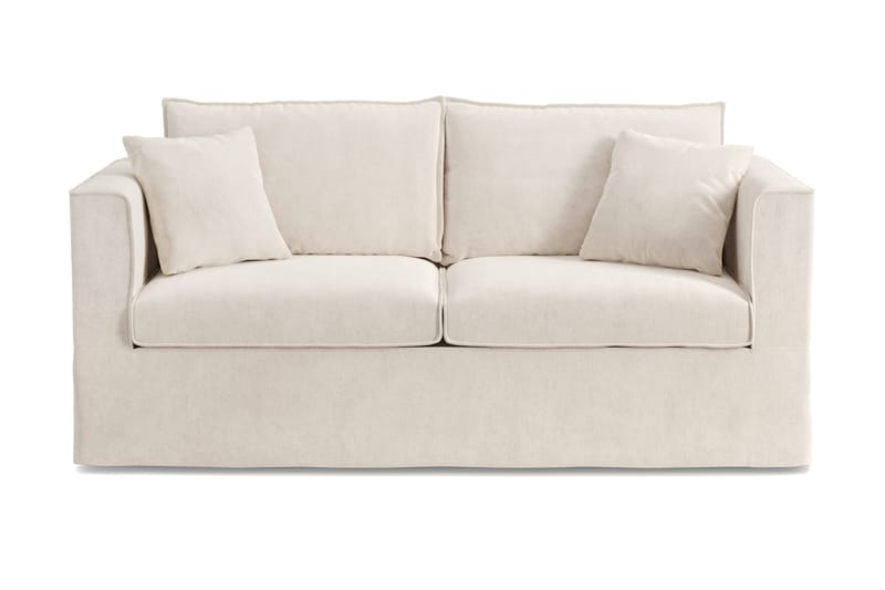 Travstad 3-sits Bäddsoffa med HVILA Bäddmadrass 140x200 cm Polyesterskum Vändbar Sommar & Vintersida och Tvättbar klädsel, Beige/Vit