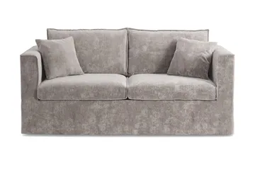 Travstad 3-sits Bäddsoffa med HVILA Bäddmadrass 140x200 cm Polyesterskum Vändbar Sommar & Vintersida och Tvättbar klädsel, Grå/Vit