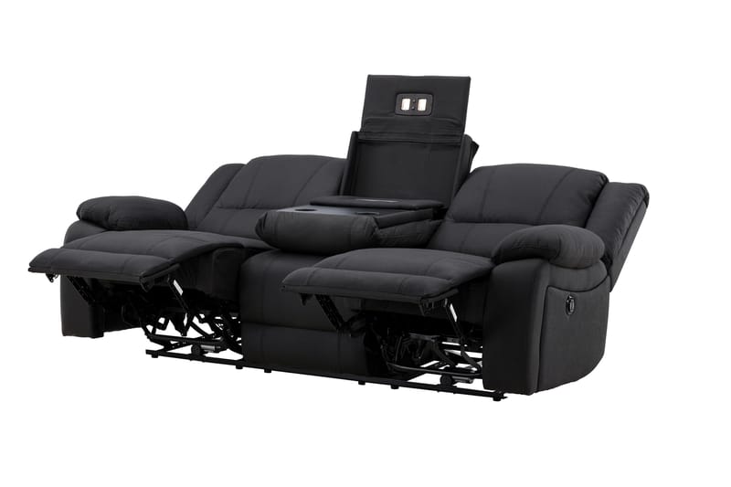 Reclinersoffa med hörn Comfort Living Singapore Reclinersoffa 3 sits Konstläder Black - Products - Möbler - Soffa - Biosoffa & reclinersoffa - 3 sits biosoffa & reclinersoffa