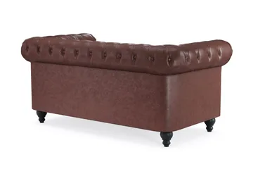 Chesterfield Lyx 2-sits Djup soffa konstläder - Mörkbrun PU - Products - Möbler - Soffa - Skinnsoffa