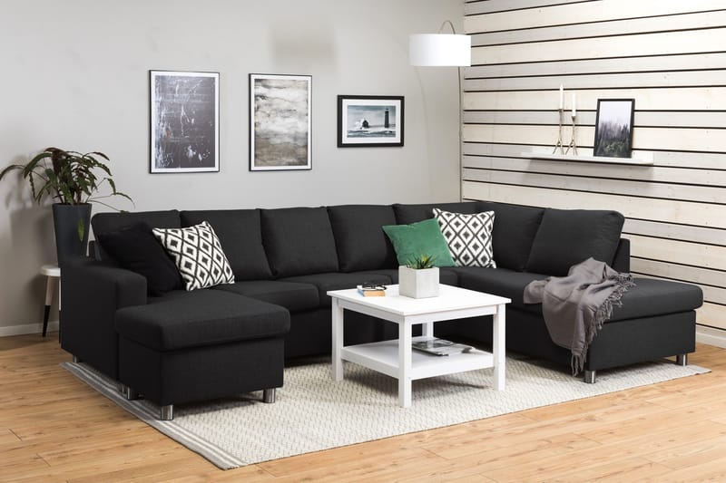 Crazy 5-sits Högervänd U-formad X-Large Soffa med Divan och Schäslong i Tyg - Antracit - Products - Möbler - Soffa - U-soffa