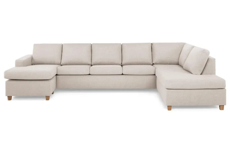 Crazy 5-sits Högervänd U-formad X-Large Soffa med Divan och Schäslong i Tyg, Beige