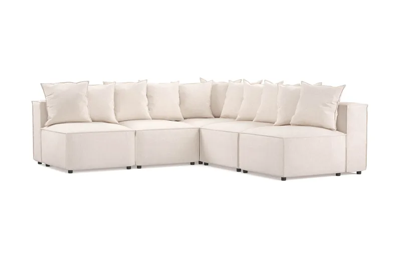 Cubo 5-sits L-formad Djup Modulhörnsoffa i Tyg, Beige