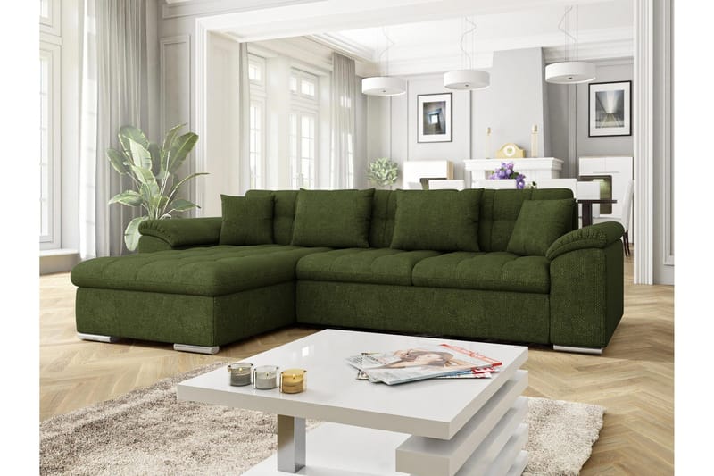 Camior Soffa med Divan 3-sits - Grön - Products - Möbler - Soffa - Divansoffa & schäslongsoffa - 3 sits soffa med divan