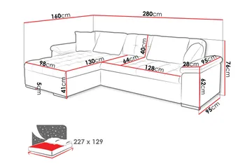 Camior Soffa med Divan 3-sits - Svart - Products - Möbler - Soffa - Divansoffa & schäslongsoffa - 3 sits soffa med divan