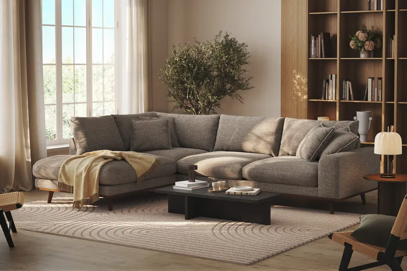 Copenhagen Premium 4-sits Vänstervänd L-formad Djup Schäslongsoffa i Chenille - Brun - Products - Möbler - Soffa - Divansoffa & schäslongsoffa - 4 sits soffa med divan