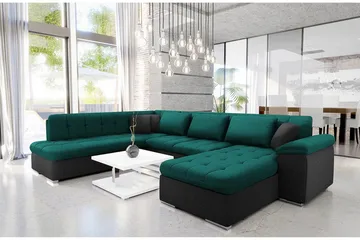 Dynir Soffa med Divan och Schäslong 4-sits - Svart/Grön - Products - Möbler - Soffa - Divansoffa & schäslongsoffa - 4 sits soffa med divan