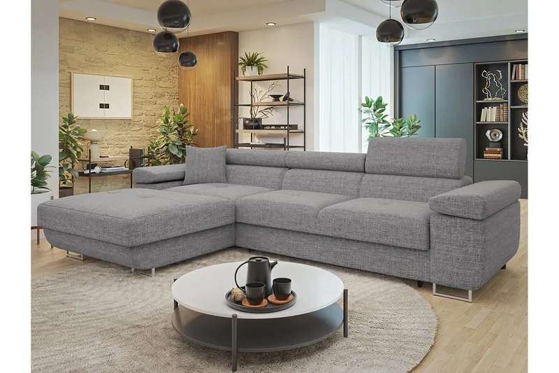 Gabina Soffa med Divan 3-sits - Grå - Products - Möbler - Soffa - Divansoffa & schäslongsoffa - 3 sits soffa med divan
