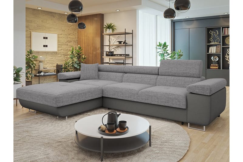 Gabina Soffa med Divan 3-sits - Grå - Products - Möbler - Soffa - Divansoffa & schäslongsoffa - 3 sits soffa med divan