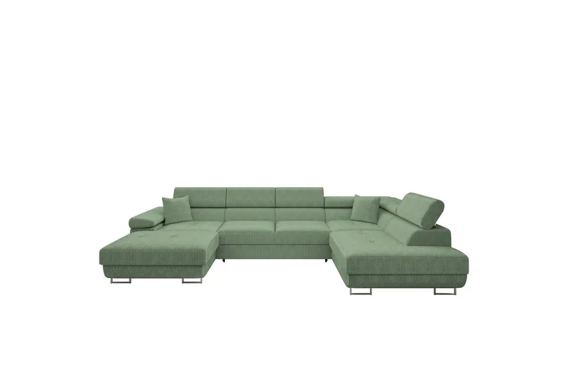 Gabina Soffa med Divan och Schäslong 4-sits - Grön - Products - Möbler - Soffa - Divansoffa & schäslongsoffa - 4 sits soffa med divan