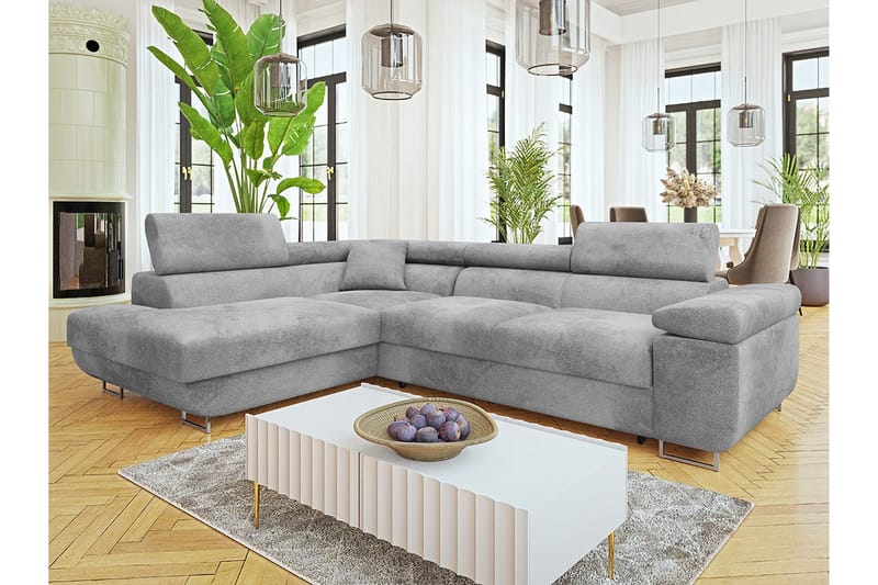Gabina Soffa med Schäslong 3-sits - Grå - Products - Möbler - Soffa - Divansoffa & schäslongsoffa - 3 sits soffa med divan
