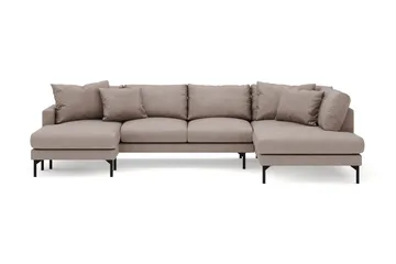 Menard 4-sits Högervänd Stor U-formad Djup Soffa med Divan och Schäslong i Tyg, Brun