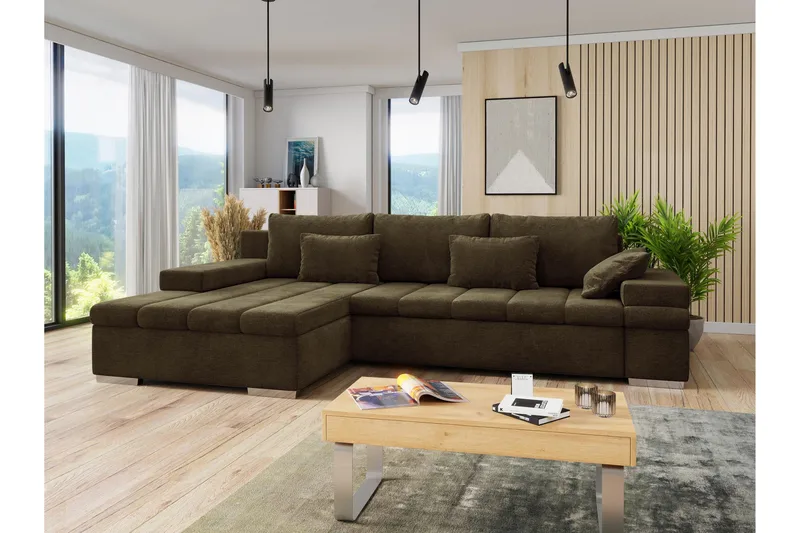 Naoma Soffa med Divan 3-sits - Brun - Products - Möbler - Soffa - Divansoffa & schäslongsoffa - 3 sits soffa med divan