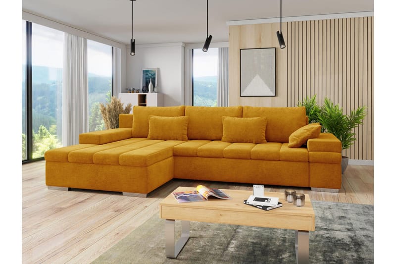 Naoma Soffa med Divan 3-sits - Gul - Products - Möbler - Soffa - Divansoffa & schäslongsoffa - 3 sits soffa med divan