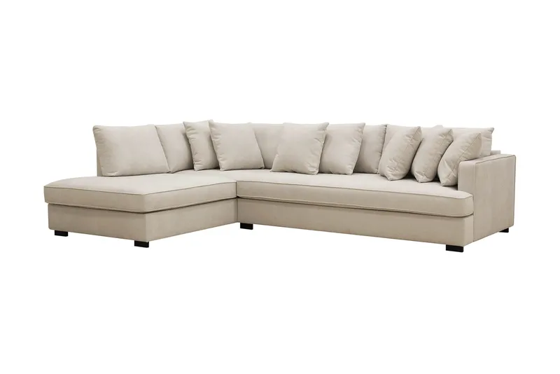 Rossita 4-sits Vänstervänd L-formad Djup Schäslongsoffa med Hel dyna i Tyg - Beige - Products - Möbler - Soffa - Divansoffa & schäslongsoffa - 4 sits soffa med divan