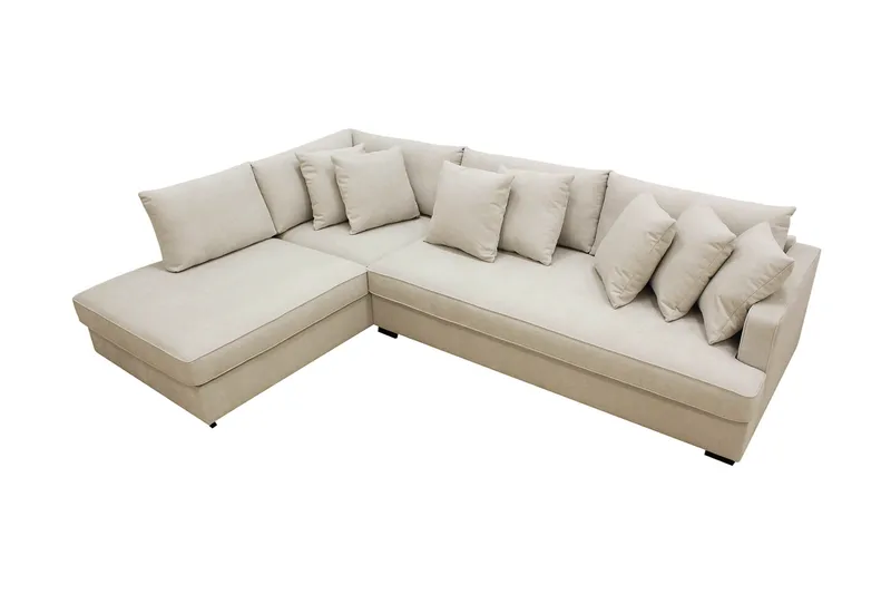 Rossita 4-sits Vänstervänd L-formad Djup Schäslongsoffa med Hel dyna i Tyg - Beige - Products - Möbler - Soffa - Divansoffa & schäslongsoffa - 4 sits soffa med divan