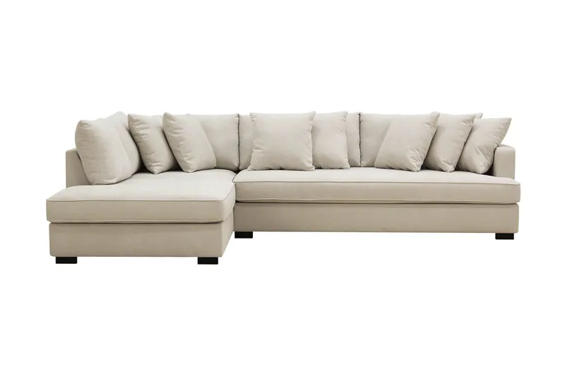 Rossita 4-sits Vänstervänd L-formad Djup Schäslongsoffa med Hel dyna i Tyg - Beige - Products - Möbler - Soffa - Divansoffa & schäslongsoffa - 4 sits soffa med divan