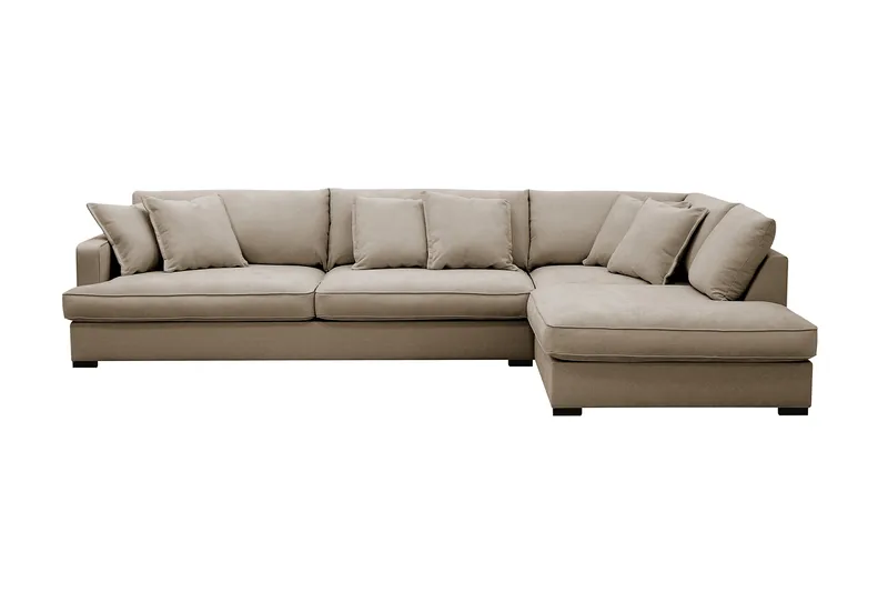 Rossita Lyx 4-sits Extra djup Soffa med Schäslong Höger - Brun Tyg - Products - Möbler - Soffa - Divansoffa & schäslongsoffa - 4 sits soffa med divan