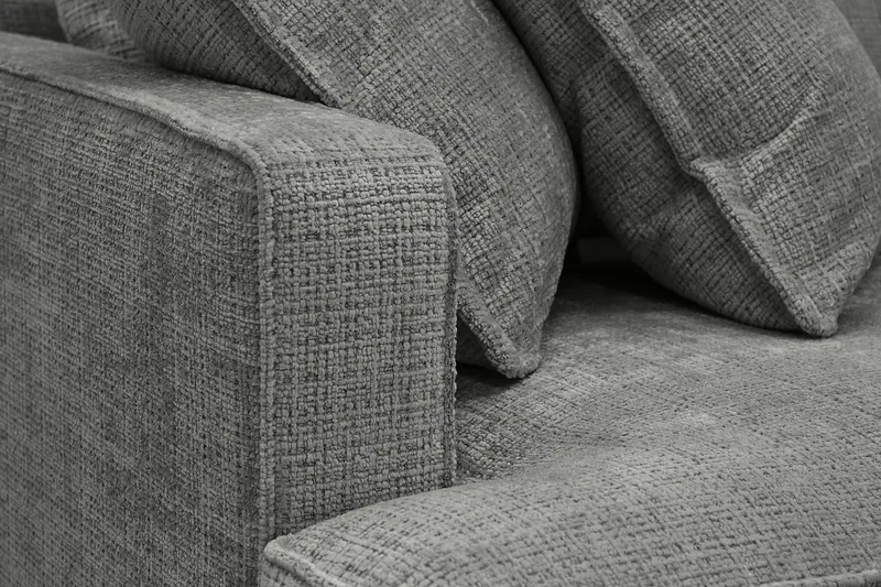 Rossita Lyx 4-sits Extra djup Soffa med Schäslong Höger - Grå Chenille - Products - Möbler - Soffa - Divansoffa & schäslongsoffa - 4 sits soffa med divan