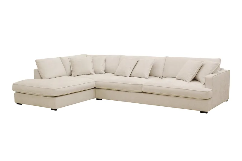 Rossita Lyx 4-sits Extra djup Soffa med Schäslong Vänster - Beige Chenille - Products - Möbler - Soffa - Divansoffa & schäslongsoffa - 4 sits soffa med divan
