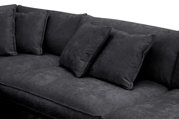 Rossita Lyx 4-sits Extra djup Soffa med Schäslong Vänster - Svart Chenille - Products - Möbler - Soffa - Divansoffa & schäslongsoffa - 4 sits soffa med divan