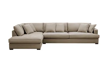 Rossita Lyx 4-sits Vänstervänd L-formad Extra Djup Schäslongsoffa i Tyg, Brun Tyg