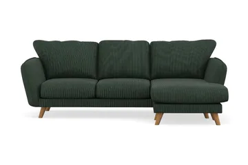 Trend Lyx 3-sits Högervänd L-formad Divansoffa i Manchester, Mörkgrön