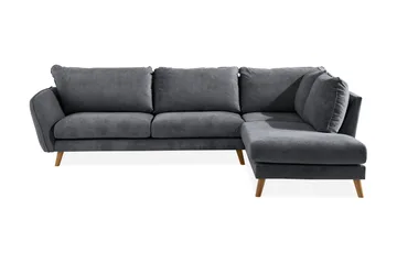 Trend Lyx 4-sits Högervänd L-formad Schäslongsoffa i Tyg, Mörkgrå