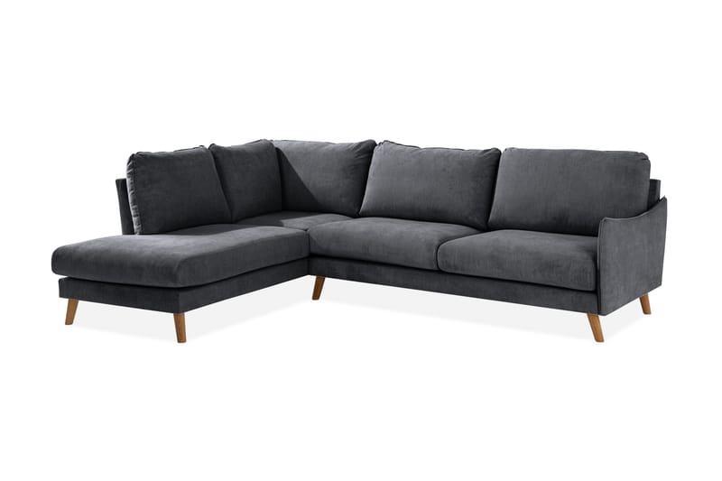 Trend Lyx Schäslongsoffa Vänster - Mörkgrå/Ek - Products - Möbler - Soffa - Divansoffa & schäslongsoffa - 4 sits soffa med divan