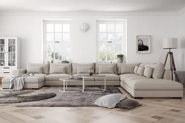 Dubai U-modulsoffa Large med Divan Vänster Extra Djup - Beige - Products - Möbler - Soffa - U-soffa
