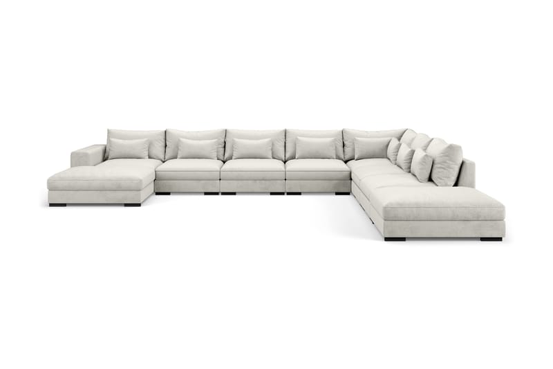 Dubai U-modulsoffa Large med Divan Vänster Sammet Extra Djup - Vit - Products - Möbler - Soffa - U-soffa