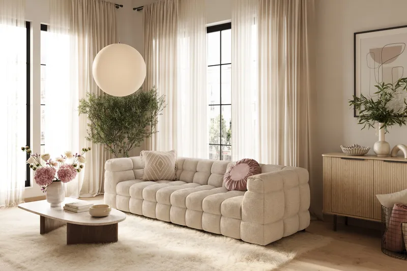 Elise 4-sits Bubblig Soffa - Beige - Products - Möbler - Soffa - 4 sits soffa